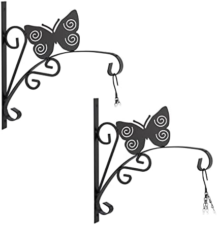 Relaxdays Blumenampel-Halterung 2er Set – Schneckenmotiv, Eisen, Schwarz, 30x30,5 Cm