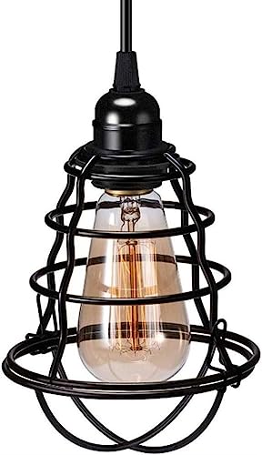 Suspension cage en fer noir vintage éclairage suspendu géométrique pour îlot de cuisine