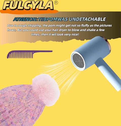 Winter Knit Beanie Hat for Kids Women Parent-Child with Faux Pom Warm Fleece Lined2