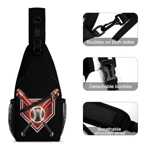 Baseball Home Plate Game Day Sling Bag Crossbody Travel Hiking Chest Multipurpose Travel Daypack for Women Men3