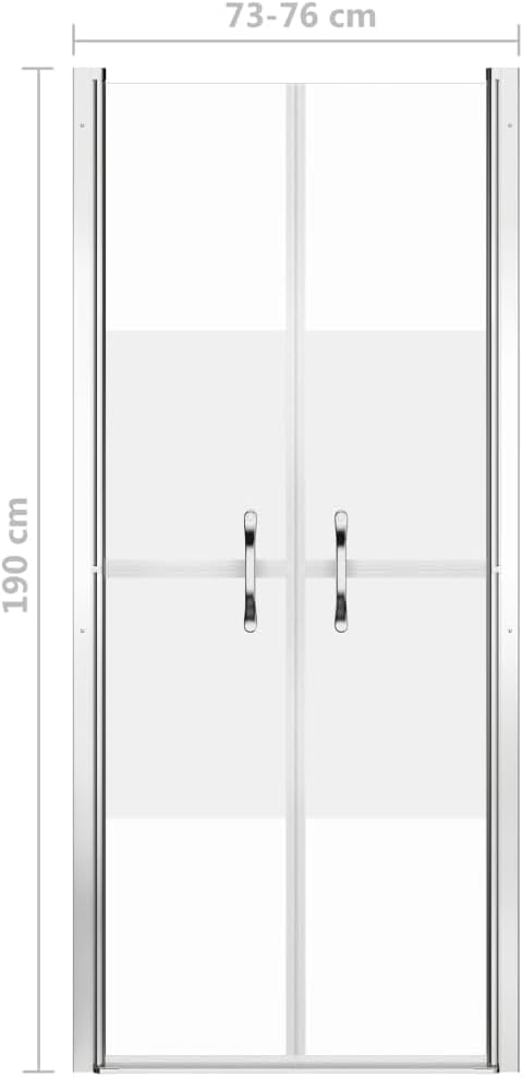 vidaXL Shower Door, Shower Enclosure for Bathroom, Shower Screen with Modern Handles, Shower Cubicle, Half Frosted ESG 29.9"x74.8"