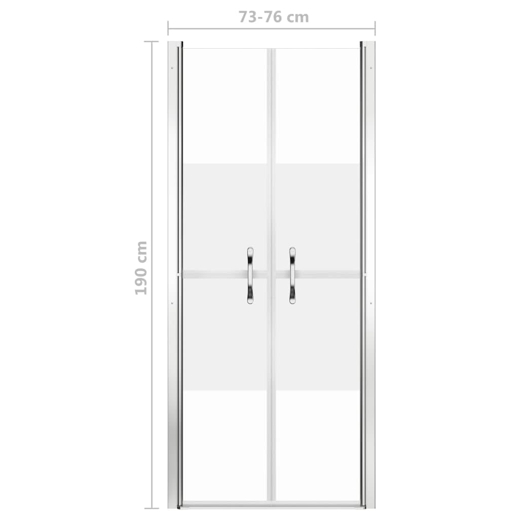 vidaXL Porte de Douche Porte de Cabine de Douche Accessoire de Salle de Bain Paroi de Douche Maison Intérieur ESG Demi-dépoli 76x190 cm