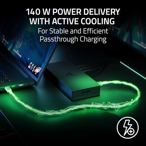 Image of Razer Thunderbolt 5 Dock Chroma: 10 Ports w /M.2 Storage Slot - Triple 4K Displays at 144 Hz or Single 8K at 60 Hz - Thunderbolt Share Enabled - 140W Power Delivery - Connect 3 TB5 Devices - Black