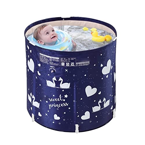 Cubo de baño de Cuerpo Completo para el hogar, Piscina Plegable para niños, bañera Inflable para Adultos, Cubo Plegable de PVC Grueso para niños (Color : Blue, S : 65 * 65cm) Cover