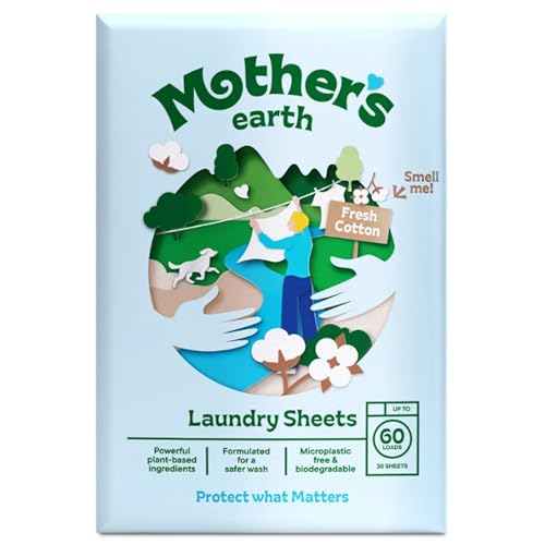 Image of Mother’s Earth Laundry Detergent Sheets – Lightweight Laundry Sheets | Plastic-Free Packaging | Suitable for Everyday Washing | Fresh Cotton