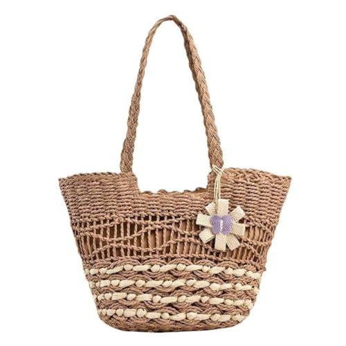 Bolso Tote de Playa de Paja Tejida con Gran Capacidad miniatura 1