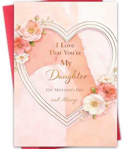 LiuuLi Romantic Daughter Mother’s Day Card from Mom, Happy Mothers Day Gifts for My Daughter, Heartfelt Decoration for Her
