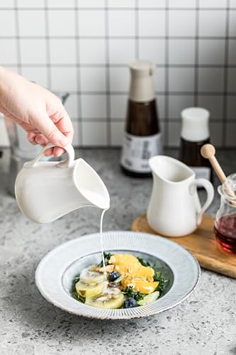 Lyeoboh CREAMER PITCHER 9 Oz Creamer, Small White Creamer Pitcher, Ceramic Milk Pitcher thumb #5