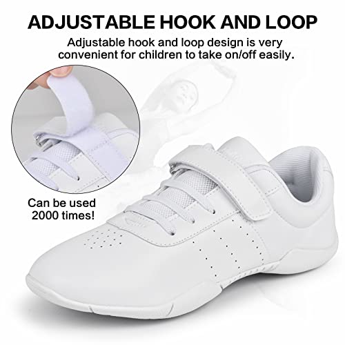 Image of Cheer Shoes for Youth Girls White Cheerleading Athletic Dance Shoes Tennis Sneakers for Competition Sport Training