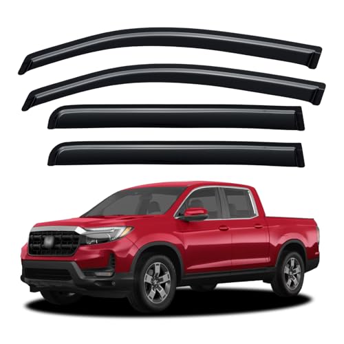 Image of Window Visors Rain Guards for 2017-2025 Honda Ridgeline, Out-Channel Window Vent Wind Deflectors Visors Shades for 17-25 Honda Ridgeline