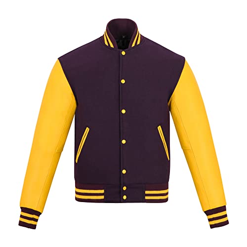 Image of Varsity Jacket Baseball Letterman Jacket- Wool and Leather Premium Quality Unisex Basketball Jacket