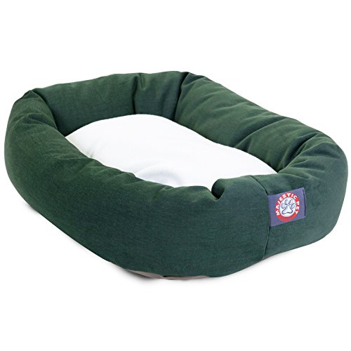 Image of Majestic Pet 52 inch Green & Sherpa Bagel Dog Bed Products, 52.0 inchL x 35.0 inchW x 14.0 inchTh