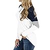 Hilltichu Womens Color Block Round Neck Tunic Tops Casual Long Sleeve Shirt Blouse A-white