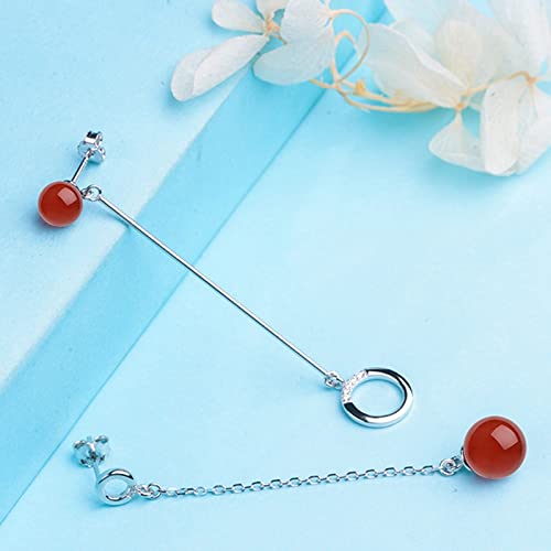 Pendientes de plata 925 para mujer con elegante colgante redondo y borlas sofisticadas 2