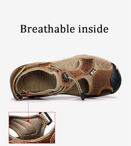 Men's Outdoor Hiking Leather Sandals Water Shoes Slides Closed Toe Sport Walking Fishermen Climbing4