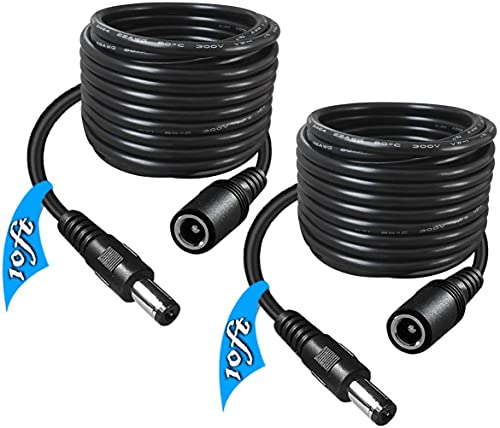 Extensión de cable de CC 5.5mm x 2.1mm con 10 pies de longitud para corriente de 12V a 24V