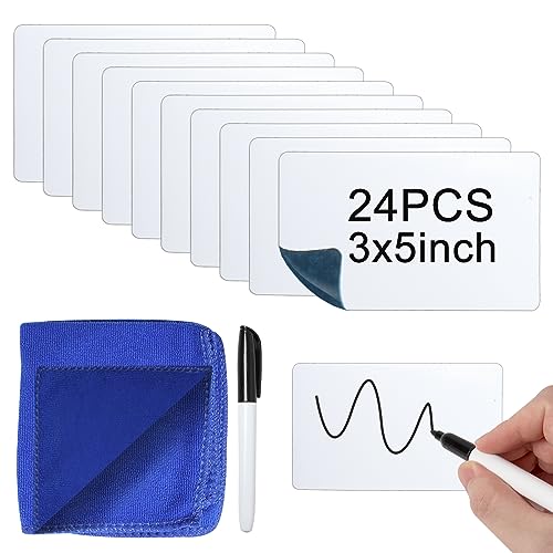 wexpw Dry Erase Labels Stickers 24 Pack 3x5 inch Reusable Dry Erase Sticky Notes Mini Whiteboard...