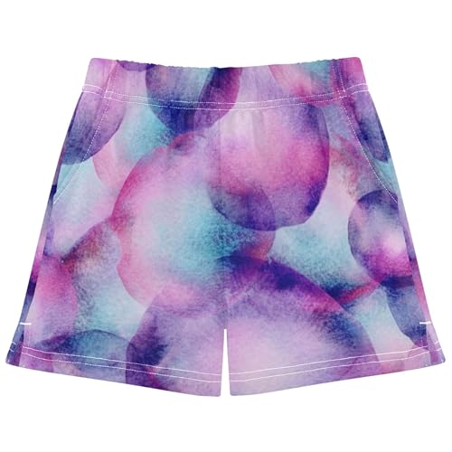 Girls Shorts Cute Circular Shapes Purple Blue Kids Athletic Activewear Sleep Shorts Youth Summer Clothes, X-Small