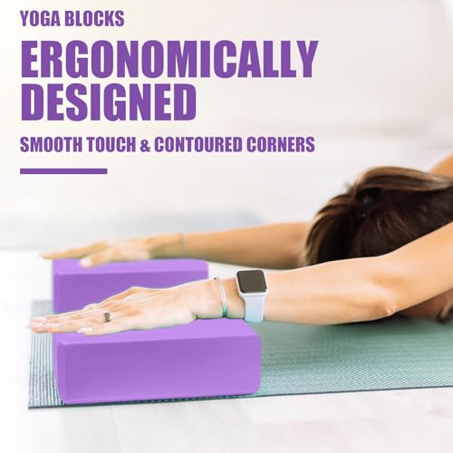 Image of Septo 2 Pcs Yoga Blocks, 9x6x3 Inch Foam Blocks for Pilates | High density EVA foam Yoga Props lightweight non-slip surface for meditation stretching balance training