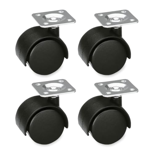 Amig - Pack de 4 Ruedas para Muebles - Ø 35 mm - Carga Máxima por rueda 25 kg - Pletina de Acero - Fabricada con Nylon - Sin Freno - Ideales para Sillas de Oficina y Mover Muebles Pesados