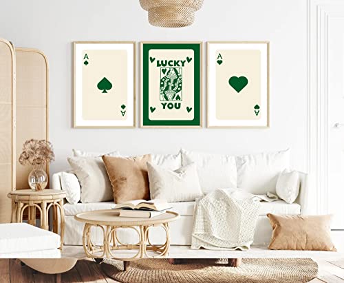 Trendy Retro Canvas Wall Art Aesthetic Room Decor Green Ace Card Poster Boho Lucky You Poster Trend Wall Art Prints Boho Funny Art Picture For Living Room Bedroom 16X24X3 Inch Unframed #TOP4