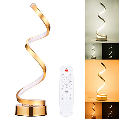 HITECHLIFE Lámpara de mesa LED espiral moderna Lámpara de mesilla inteligente con atenuación inteligente Acrílico curvado Luz blanca cálida