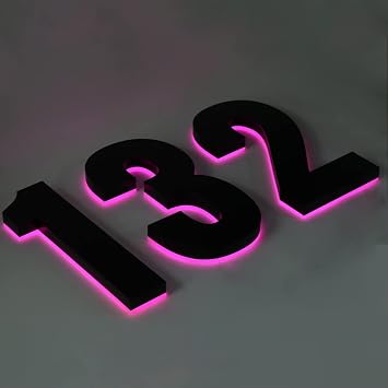 أرقام منزل LED مضاءة بإضاءة خلفية ، 14 "350 مم ، رقم لوحة منزل LED عائم ثلاثي الأبعاد ، أرقام منزل مضاءة للخارج الحديث. أسود. ، 0،14 بوصة 350 مم