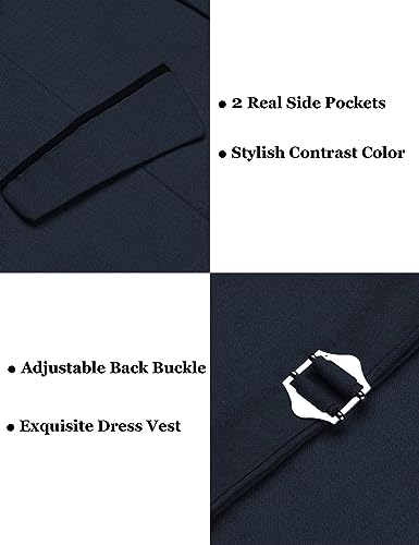 COOFANDY Colete masculino de negócios, caimento justo, colete de casamento, Azul marinho, Medium