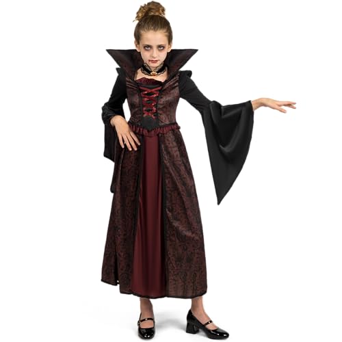 Spooktacular Creations Halloween Royal Vampire Costume Set for Girls Halloween Dress Up Party, Cosplay, Vampire-Themed Party