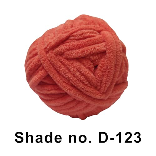 Image of VCR Orangish Pink, 100 Grams Hank, 60 Meters Length, Premium Polyester Ball for Crochet and Knitting, Pack of 1 Yarn, Soft and Bulky Fur Suitable for DIY