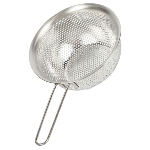 NUOBESTY Colador de Arroz de Acero Inoxidable 201 de 15 CM, Cesta Escurridora Malla Fina para Lavado de Frutas y Verduras, Accesorio de Cocina Práctico para Drenar y Escurrir Alimentos