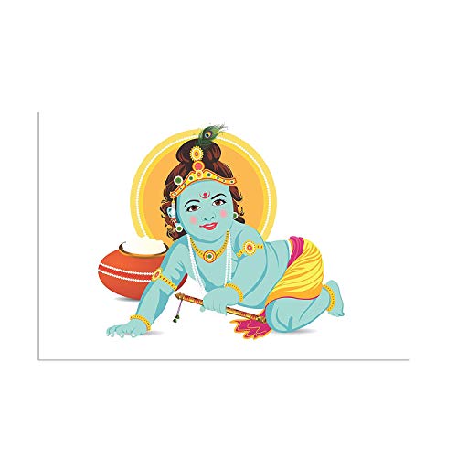 Image of PAPER PLANE DESIGN Paper Baby Krishna Poster for Pregnant Women - 12 x 18 Inch, Multicolor (Design-G)