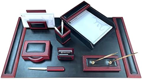 Dacasso Burgundy Bonded Leather Luxury 6-Piece Desk Accessory Set - Blotter Pad