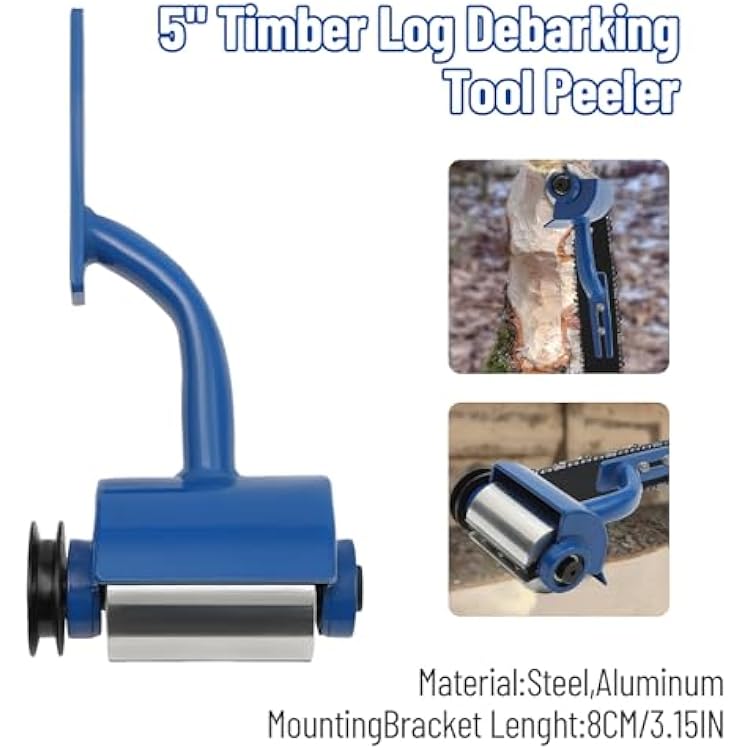 Log Peeler, 5'' Log Debarking Tool As Chainsaw Debarker Attachment for Timber Processing (Blue)