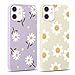 Yoedge 2 Stück HandyHülle für iPhone 12 Mini Hülle 5,4", Mädchen Schutzhülle Blumen Muster Aesthetic Design,Frauen Geschenk Weich TPU Silikon Stoßfest Cover Case für iPhone 12 Mini, Lila Blume