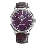 Orient Classic - Reloj de Hombre automático y de Carga Manual mecánico clásico con Correa de Piel marrón, Caja de Acero Inoxidable, Esfera analógica Violeta - RA-AC0032V