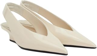Women's Wedge Heel Slingback Pumps Low Heel Pointed Toe Sandals Closed Toe Patent Leather Dress Party Wedding Shoes