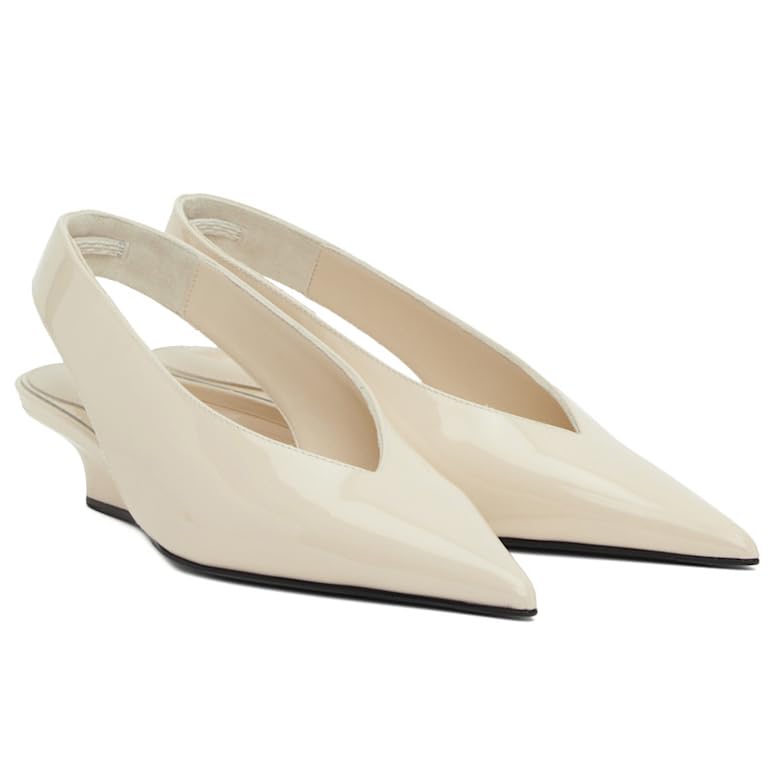 Women's Wedge Heel Slingback Pumps Low Heel Pointed Toe Sandals Closed Toe Patent Leather Dress Party Wedding Shoes