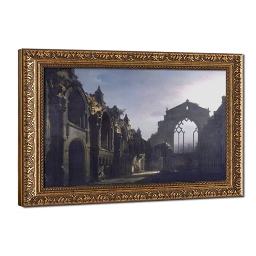 Impression sur toile Louis Daguerre 1824 tableau de maître avec cadre à suspendre premium