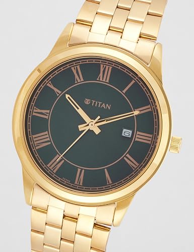 Image of Titan Karishma Festive 3.0 Quartz Green Round Dial Men's Watch | Stainless Steel Strap Material | Watches for Men Analog - 10060YM05