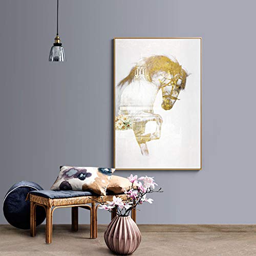 Cuadro de caballo blanco para paredes vacías lienzo abstracto decorativo salón