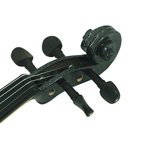 Image of Kinglos. Visual-Art Advanced Electric Violin 4 /4 Full Size Ebony Fittings | Kit Incl. Case Bow Shoulder Rest Aux Cable Spare Bridge Strings - Solid Wood Black Grid Silent Fiddle Set for Adults Beginner