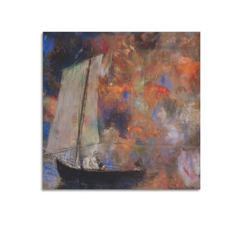 Toile Odilon Redon Fleurs et nuages 60x60 cm pour habiller un mur vide avec élégance