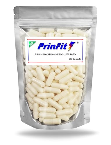 100 Capsule Farmaceutiche Arginina AAKG Alfa-Ketoglutarato 100% - Integratore alimentare di L-Arginina Alpha Chetoglutarato per Sportivi per Pre Workout potente Vegan stimola Ossido Nitrico