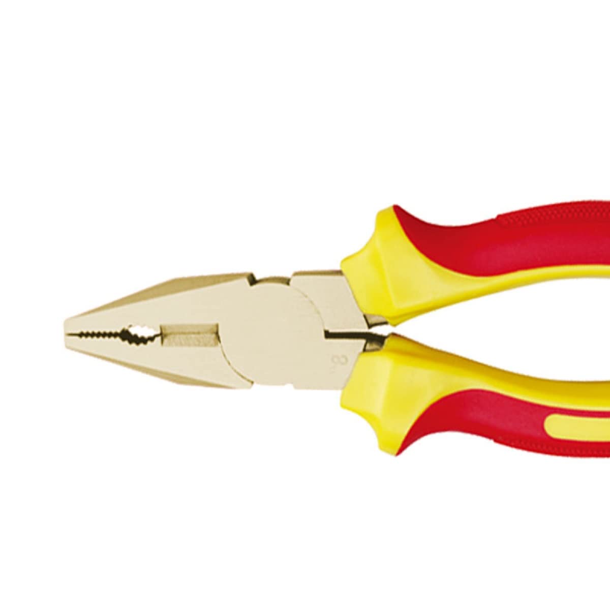 WEDO Lineman Injektionszange, funkenfrei, 20,3 cm, VDE 1000 V, funkenfrei, Sicherheitslineman-Injektionszange, rutschfeste Griffe aus zwei Materialien, Backenhärte HRC20-30