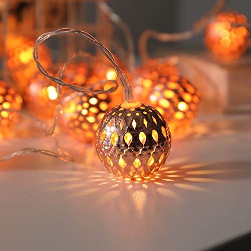 Vigdur 2 Pack Moroccan - 40 Leds Globe String Lights,Decorative Diwali Lanterns Lights Battery Powered With Timer Ramadan Decoration For Indoor Bedroom Party Wedding Decor,Total 20Ft #TOP5