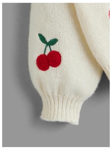 Verdusa Girl's Cardigans Sweater Cherry Open Front Long Sleeve Cute Casual Loose Sweaters4