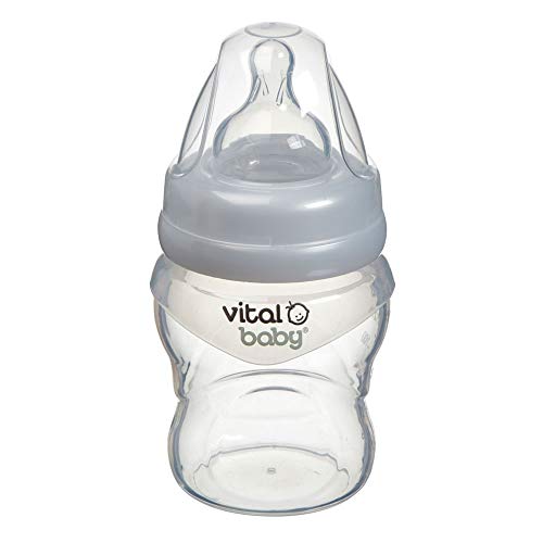Vital Baby Nurture Silicone Feed Assist Feeding Bottle, 1 Pack, Silicone Teat, BPA Free, Anti-Colic Baby Bottle, Slow Flow, 0-6 Months, 5 oz, Cleft Pallet, Cleft Lip, 150 ml
