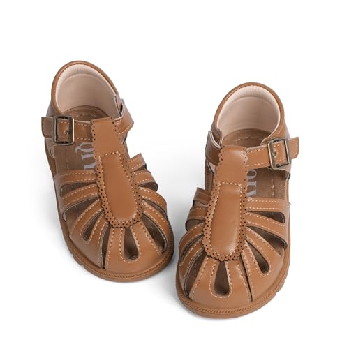 Image of QIY Toddler Girl Sandals Little Kids Summer Dress Shoes Open Toe Flats Princess Sandals for School Beach Party