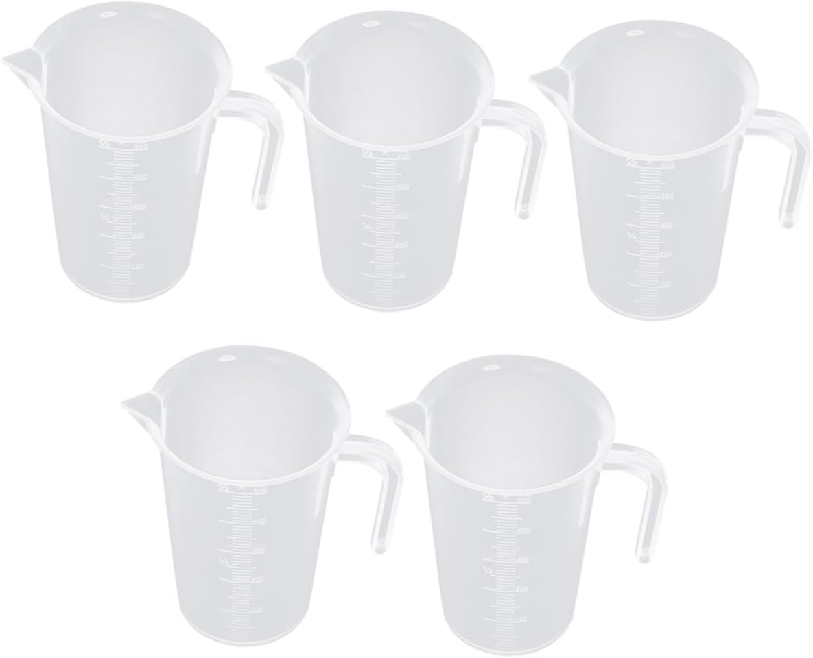 Milisten 5pcs Plastic Measuring Cups Set 500ml Graduated Kitchen Baking Jugs Heat-resistant Food-grade Measuring Containers for Home Cooking
